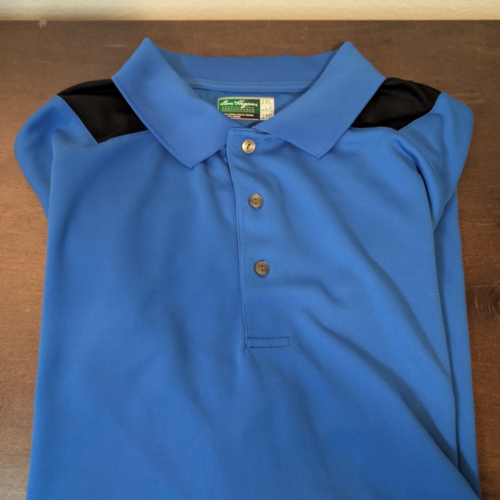 Ben Hogan Performance Golf Polo 2XL Blue Black Color-Block Athletic PowerWick